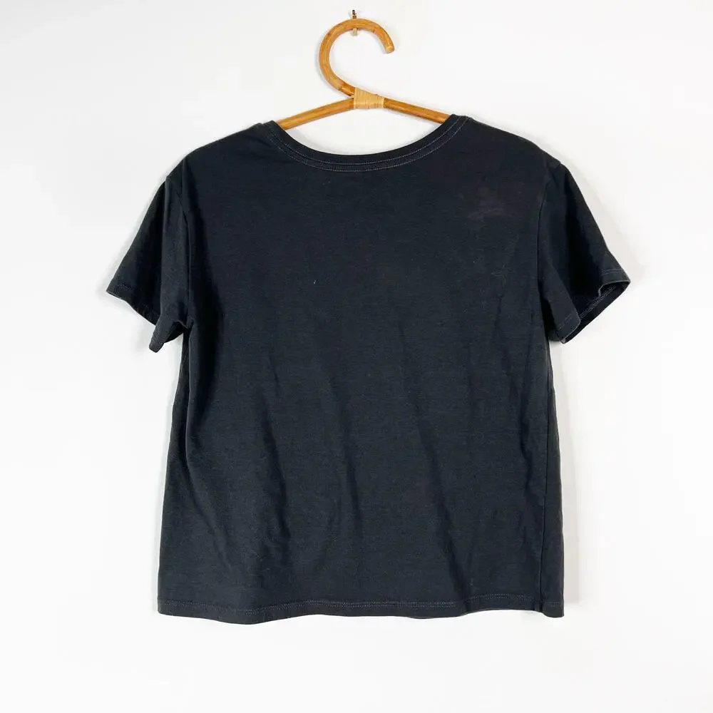 Disney Princesses Black Cropped T-Shirt Size Large - Picture 2 of 3